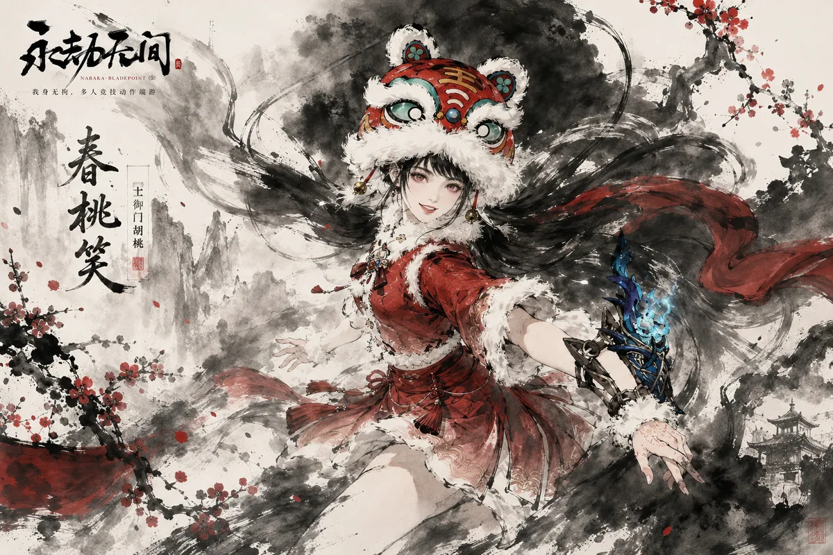 春桃笑水墨角色画